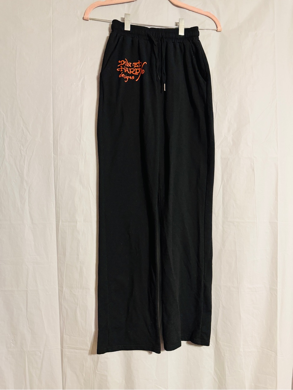Ed Hardy Designs Black Skull Heart Graphic Sweatpants Size S Y2K Tattoo